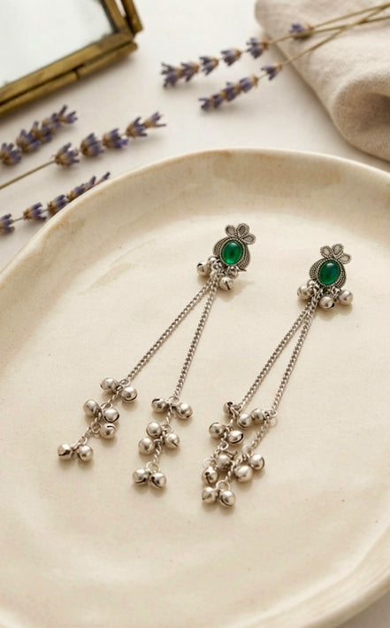 Oxidised Silver Kashmiri Earrings.