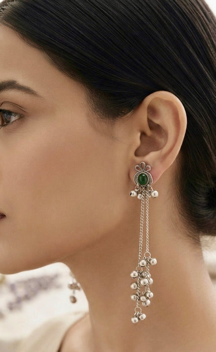 Naomi Oxidised Silver Kashmiri Earrings