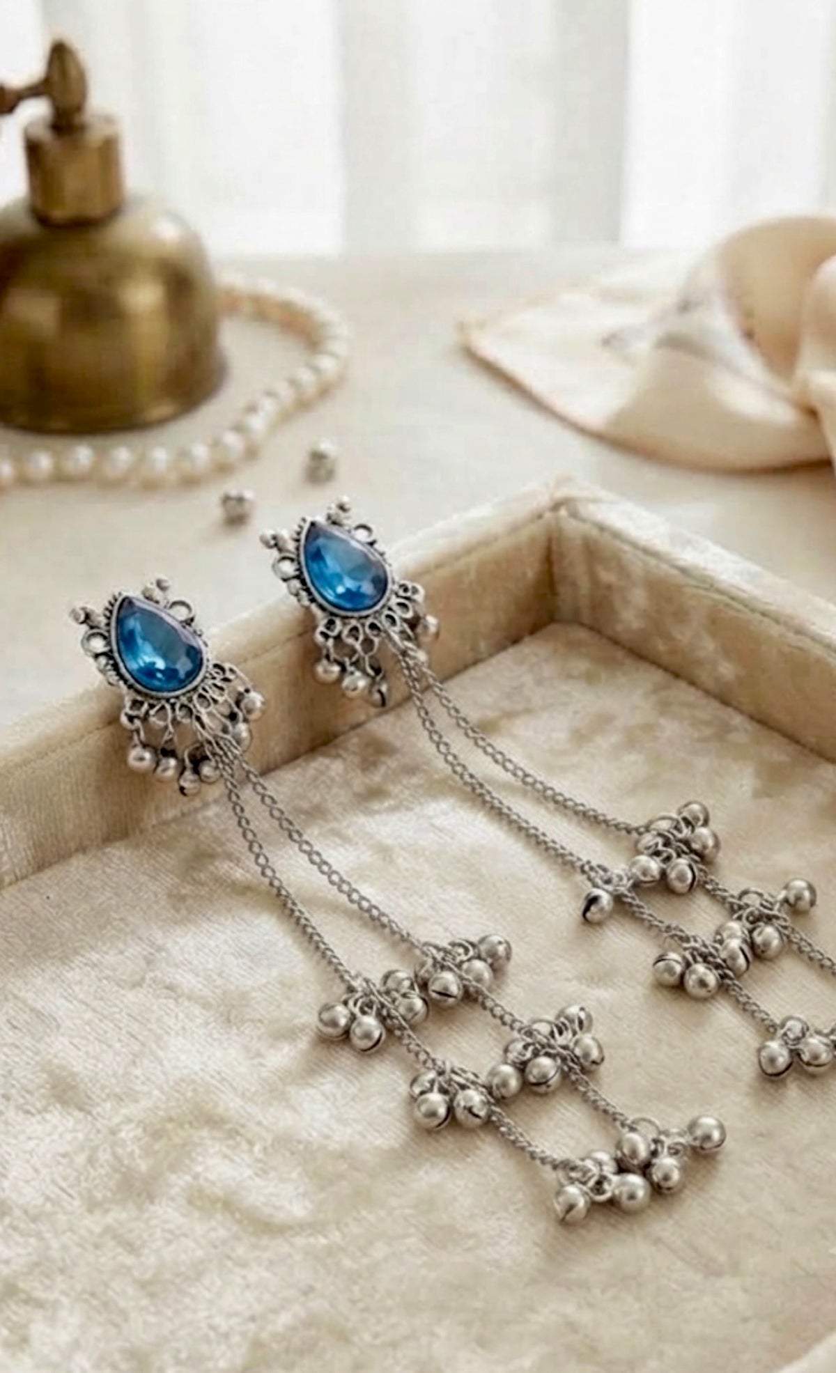 Naomi Oxidised Silver Kashmiri Earrings