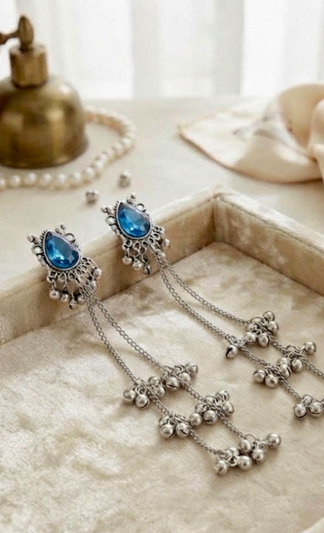 Naomi Oxidised Silver Kashmiri Earrings