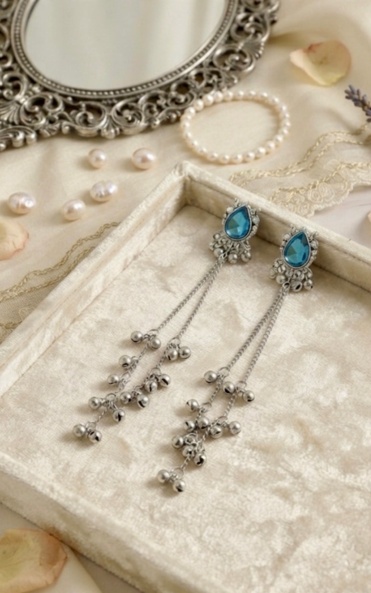 Naomi Oxidised Silver Kashmiri Earrings