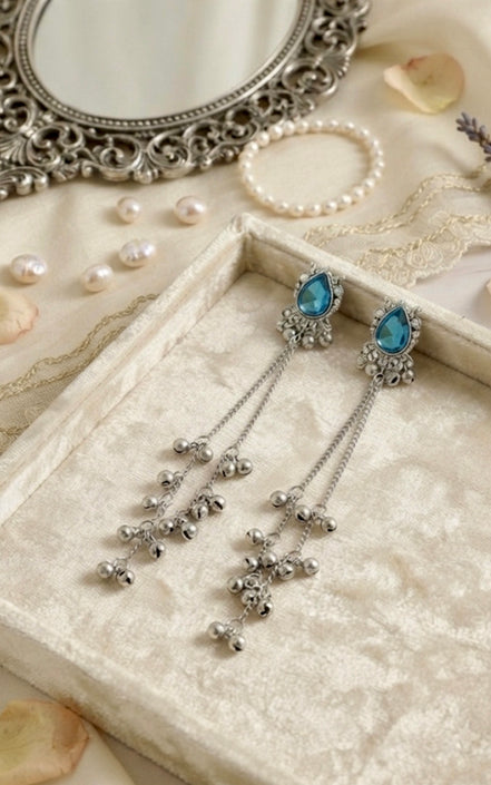 Naomi Oxidised Silver Kashmiri Earrings
