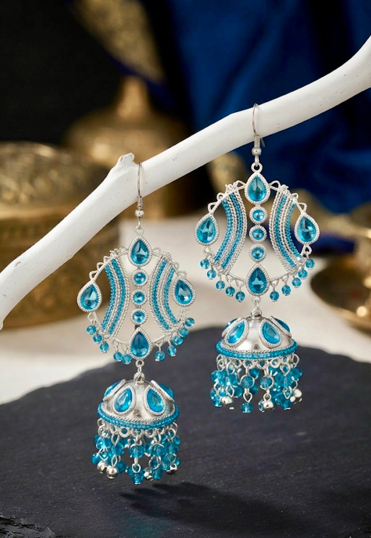 MEHRU Viral Blue Long Jhumka
