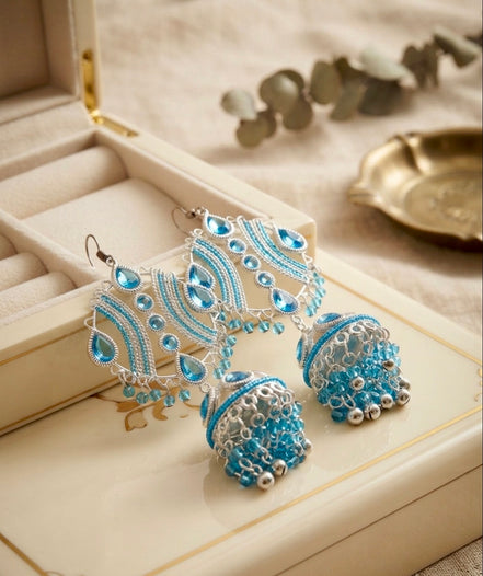 MEHRU Viral Blue Long Jhumka