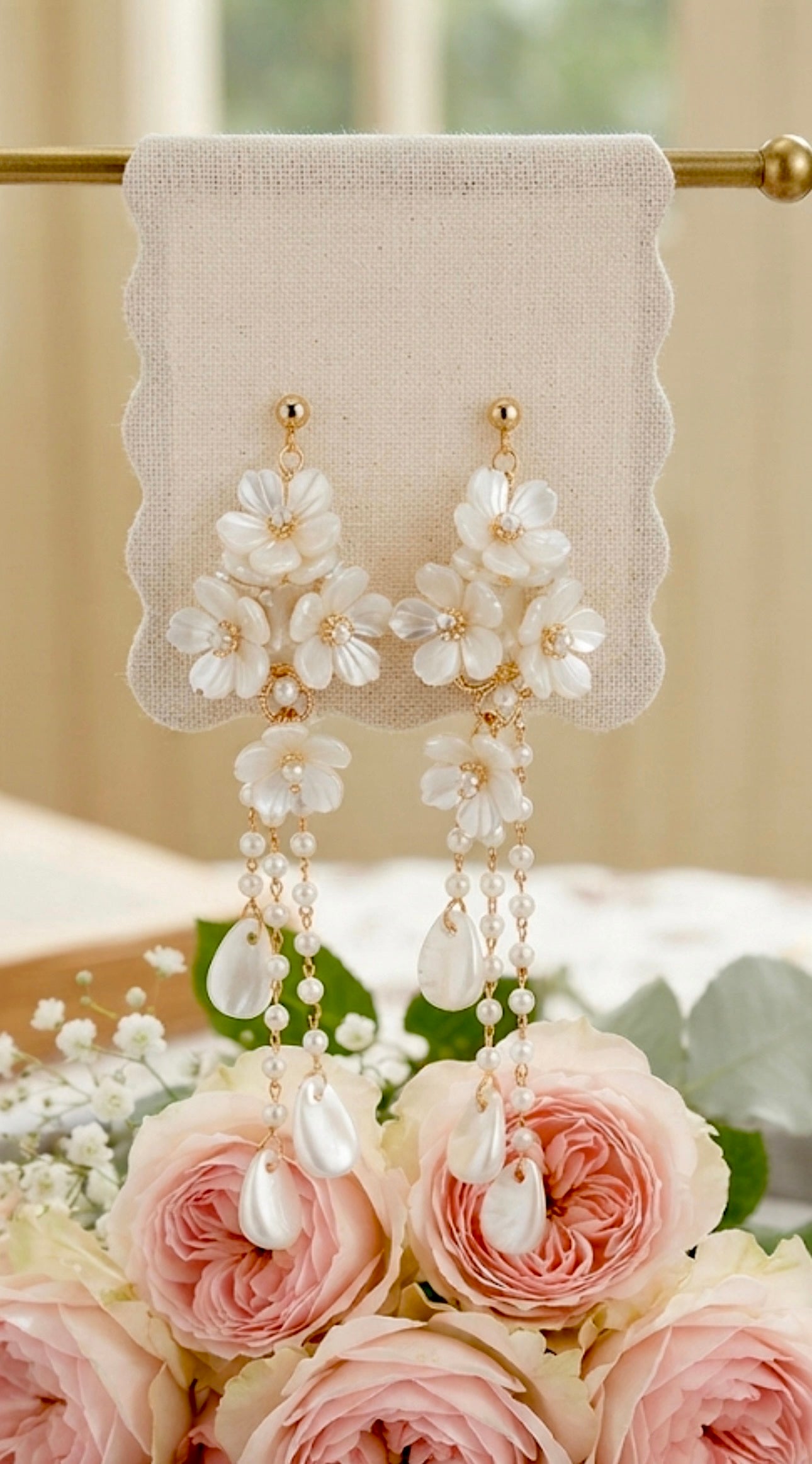 Mother Of Pearl Long Earrings
