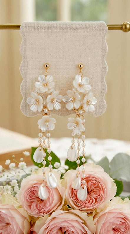 Mother Of Pearl Long Earrings