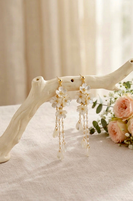Mother Of Pearl Long Earrings