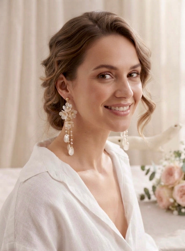 Mother Of Pearl Long Earrings