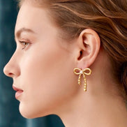 Pookie Bow Pearl Stud Earrings