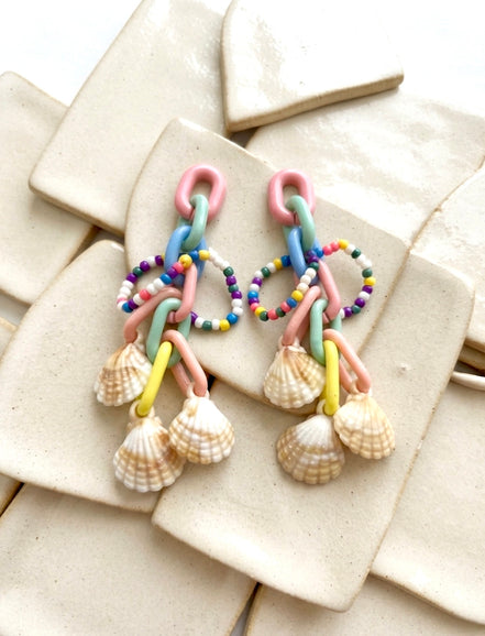 Multicolour Shell Drop Earring