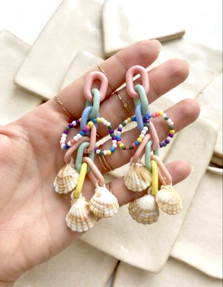 Multicolour Shell Drop Earring