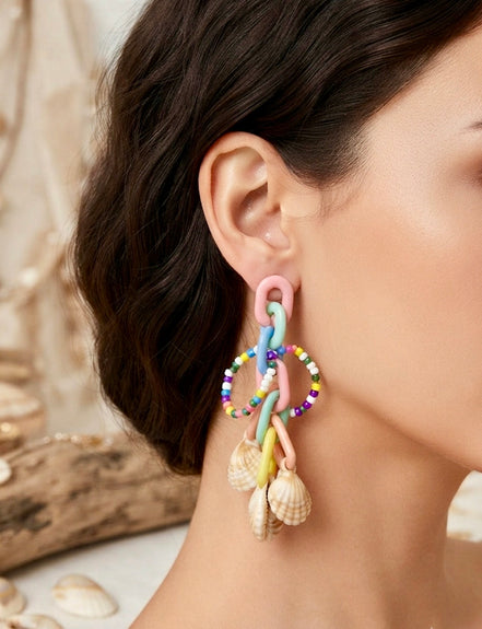 Multicolour Shell Drop Earring