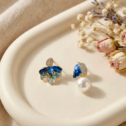 Mismatched Flower and Bud Earrings.