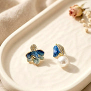 Mismatched Flower and Bud Earrings.