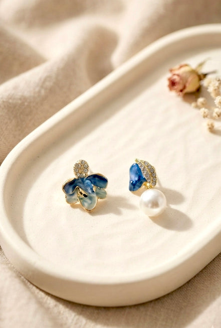 Mismatched Flower and Bud Earrings.