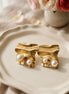 Gold Alloy Premium Molten Pearl Stud Earrings