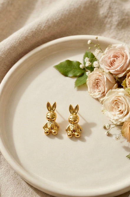 Golden Rabbit Studs
