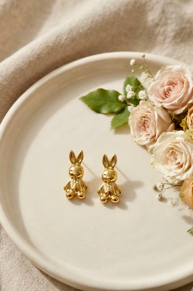 Golden Rabbit Studs