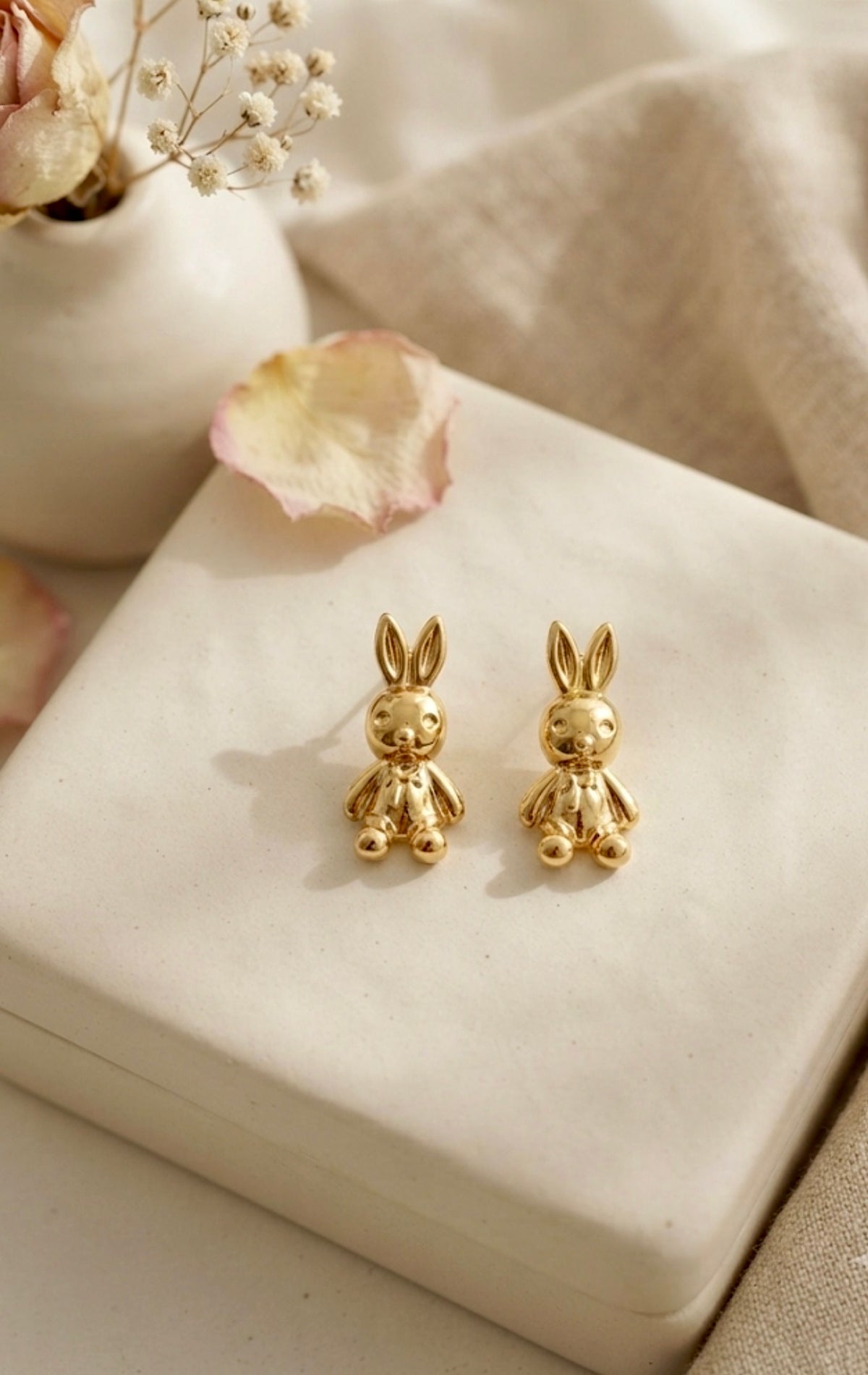 Golden Rabbit Studs