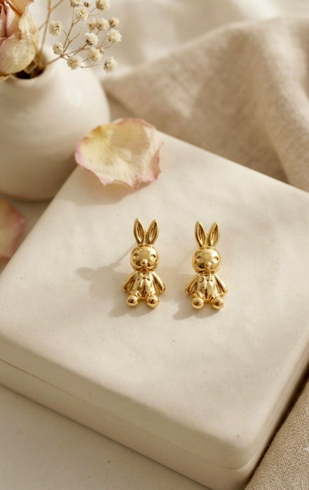 Golden Rabbit Studs
