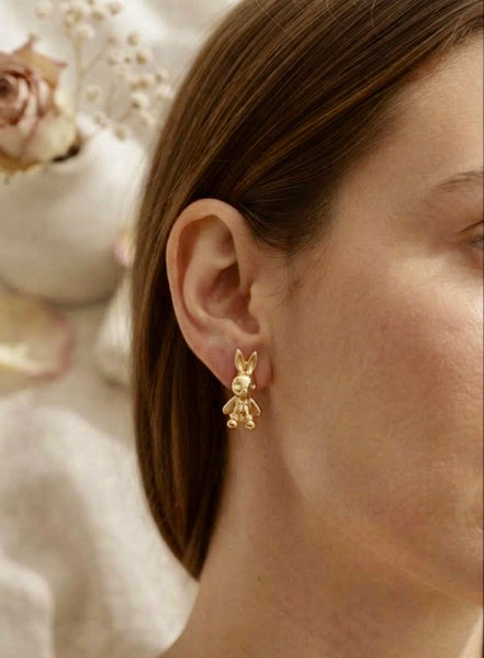 Golden Rabbit Studs