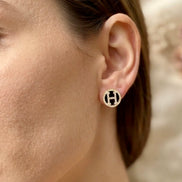 Rhinestone Studded H Letter Studs